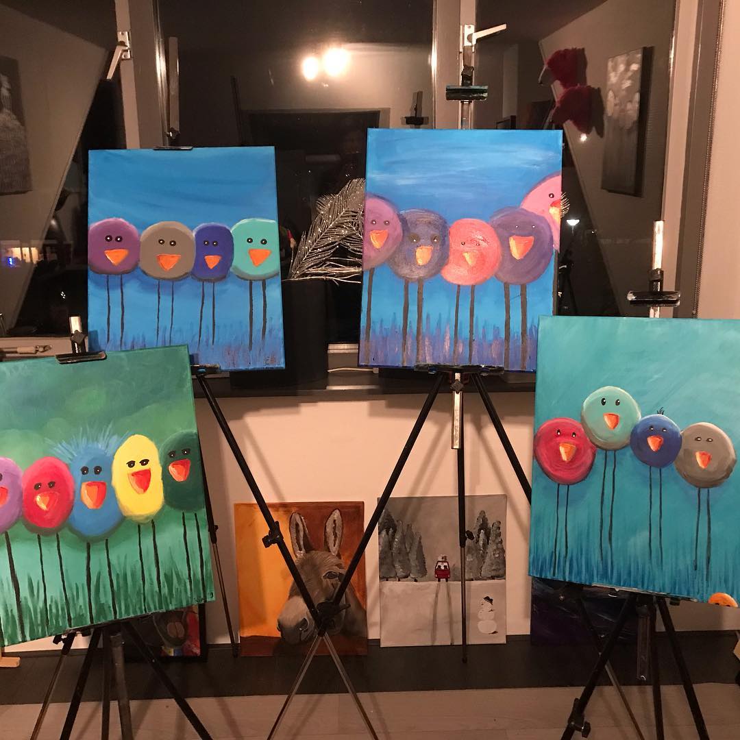 Creatempel schilderij klanten workshop schilderen Vogels