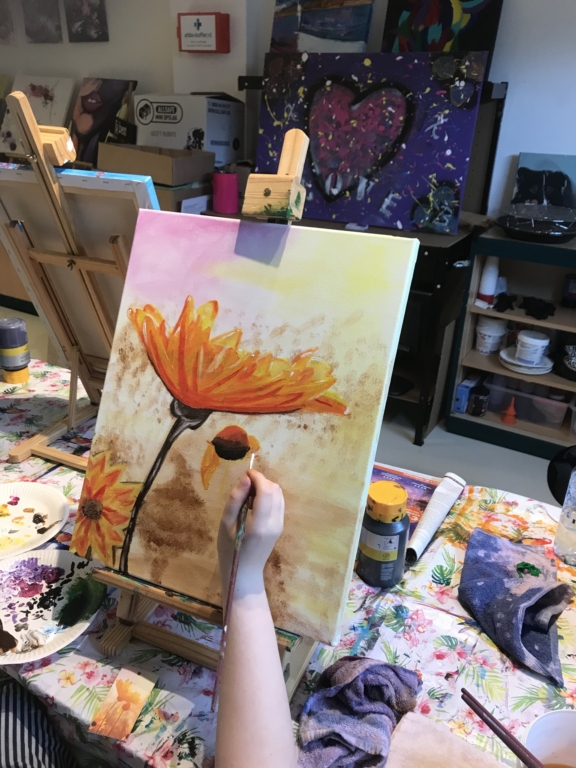 Creatempel schilderij klanten workshop schilderen bloem